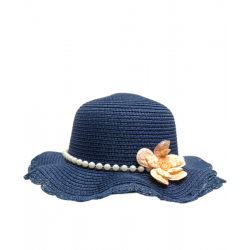 Sombrero Azul Con Cintillo de Perlas Mod. 10 0032