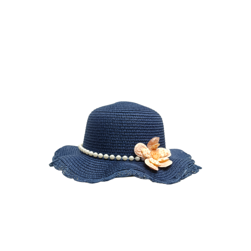 Sombrero Azul Con Cintillo de Perlas Mod. 10 0032