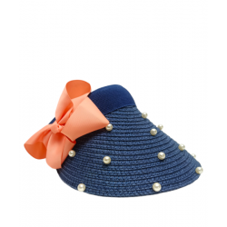 Visera Azul con Adornos de Perlas Mod. 10 0032