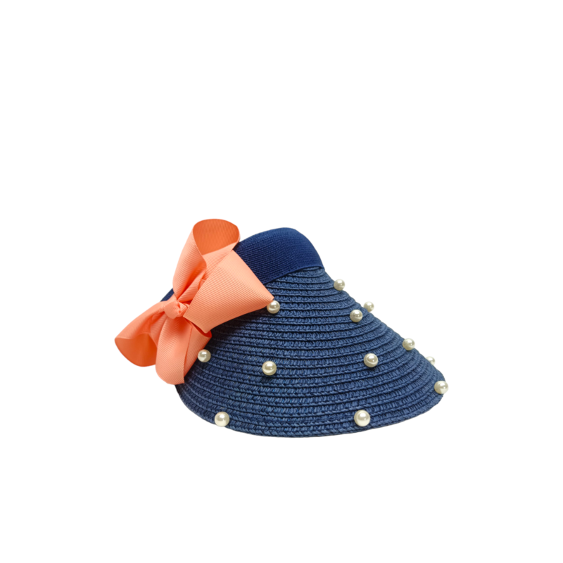 Visera Azul con Adornos de Perlas Mod. 10 0032