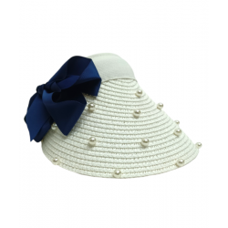Visera Blanca con Adornos de Perlas Mod. 10 0032