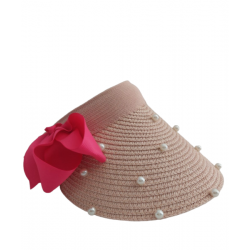 Visera Rosa Con Adornos de Perlas Mod. 10 0032