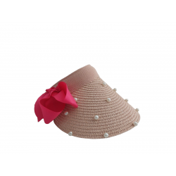 Visera Rosa Con Adornos de Perlas Mod. 10 0032