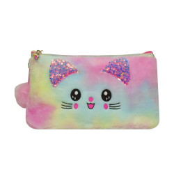 Cosmetiquera Peluche Gato Rosa Orejas Oro 10 1167