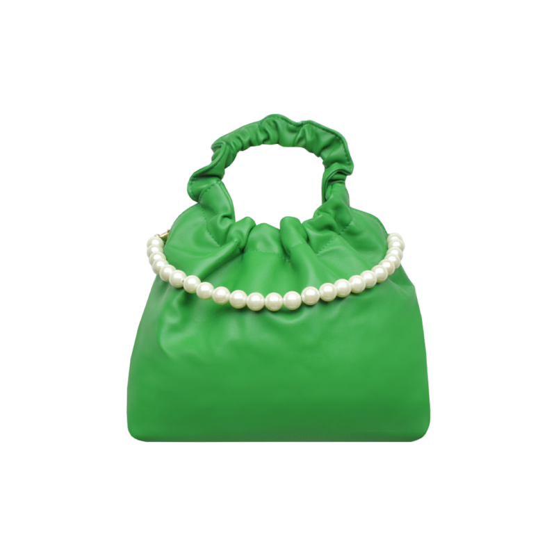 Bolsa Pliegues  Verde con Perlas mod 10 0148