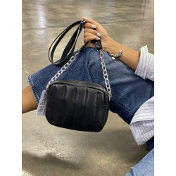 Bolso Abollonado Negro de Rayas Mod. 23 0001