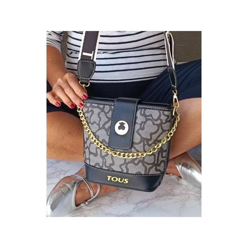 Bolso Bandolero Gris con Negro Mod. 10 0223