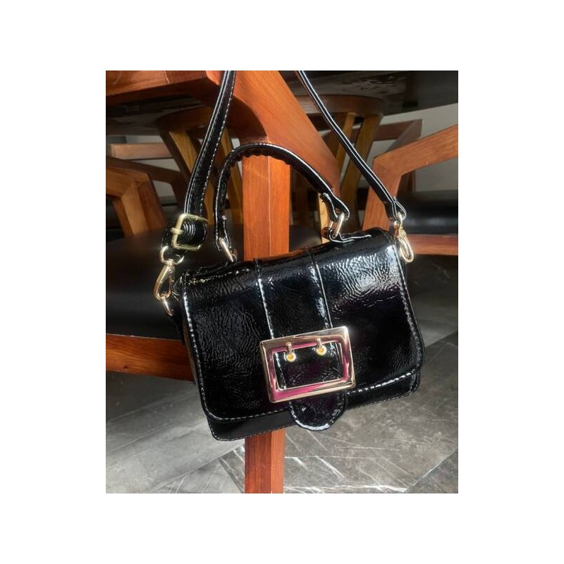 Mini Bolso de Charol Negro con Hebilla Mod. 24 9007