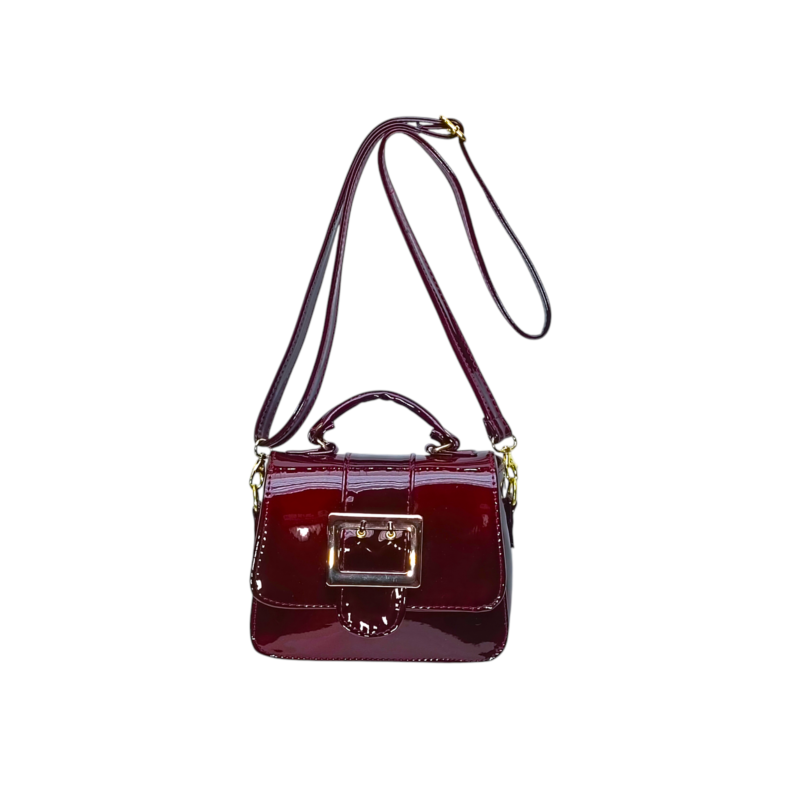 Mini Bolso de Charol Vino con Hebilla Mod. 24 9007
