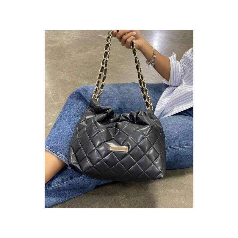 Bolsa Morral Negra a Cuadros Asa Cadena 23 9098