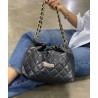 Bolsa Morral Negra a Cuadros Asa Cadena 23 9098