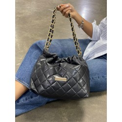 Bolsa Morral Negra a Cuadros Asa Cadena 23 9098