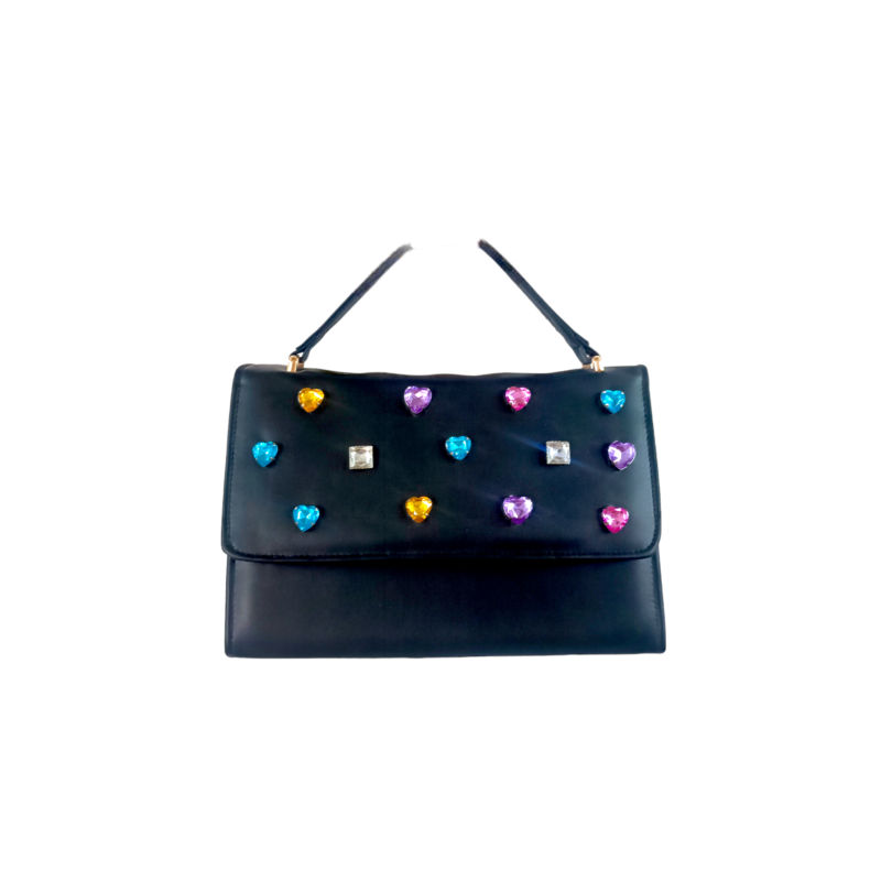 Bolsa Asa delgada Negra con Pedrería Mod. 23 9054