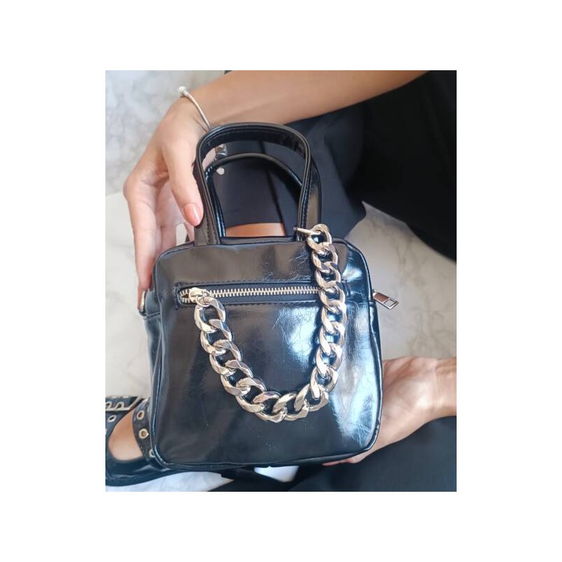 Mini Bolso Negro con Cierre de Cadena Mod. 10 1003