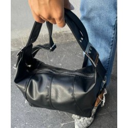 Bolso Negro con Doble Hebillas Mod. 24 9009