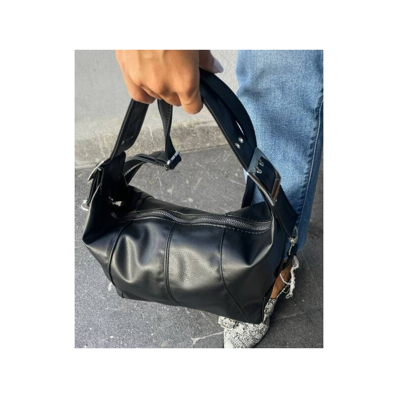 Bolso Negro con Doble Hebillas Mod. 24 9009