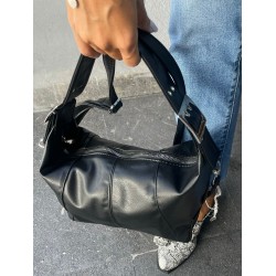 Bolso Negro con Doble Hebillas Mod. 24 9009