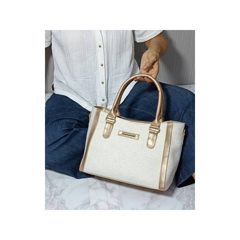 Bolsa Olso Beige y Oro Rosado Mod. 24 8008