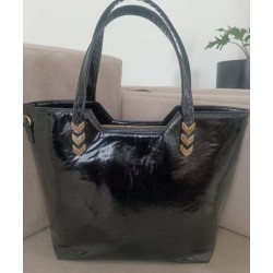 Bolso Grande Charol Ruga Negro Mod. 24 8006
