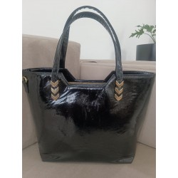 Bolso Grande Charol Ruga Negro Mod. 24 8006