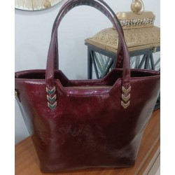 Bolso Grande Charol Ruga Vino Mod. 24 8006