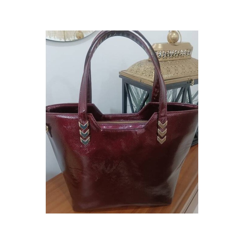 Bolso Grande Charol Ruga Vino Mod. 24 8006