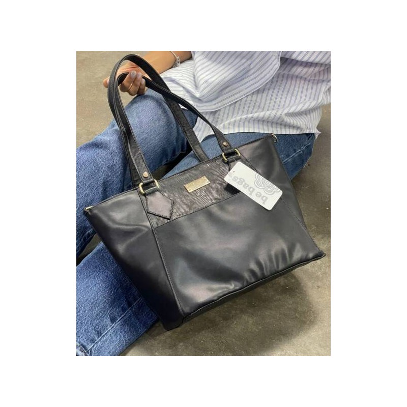 Bolso Negro Grande Estilo Serpiente Mod. 16 0063