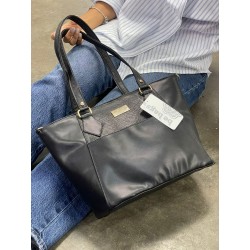 Bolso Negro Grande Estilo Serpiente Mod. 16 0063